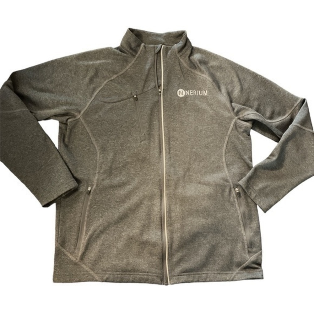 North End size med, full zip jacket, headphone pouch in zip up pockets, Nerium